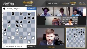 chess24 - Vladislav Artemiev holds a draw against Magnus Carlsen and leads  after Day 1 of the A Group of the Chessable Masters! There's one day to go,  with Grischuk and Harikrishna