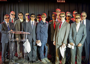 All the players at the opening ceremony, I'm as yet uninformed as to why they're all wearing sunglasses. Photo © 2011 Fred Lucas. 