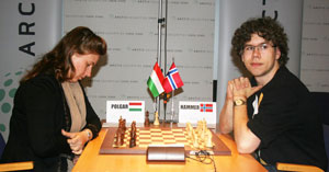 Polgar against Hammer from Round 3. Photo © 