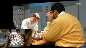 Carlsen and Anand drew in Round 3. Photo © 