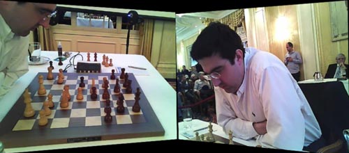 Kramnik thinking after 16...Qe6.