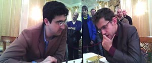 Kramnik and Aronian analyse game 2. Photo © 