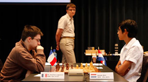 Maxime Vachier-Lagrave against Anish Giri in Round 4. Photo © 