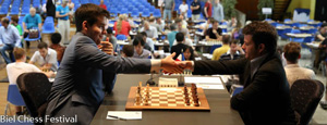 Ian Nepomniachtchi vs Etienne Bacrot in Biel. Photo © Biel Chess Festival. 