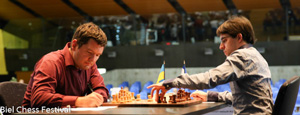 Alexander Moiseenko beat Maxime Vachier-Lagrave in Round 9. Photo © Biel Chess Festival.