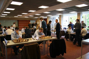 Svidler and Shirov at Solingen for Round 1. Photo © 