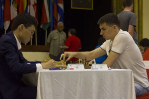 Round 2 Nepomniachtchi had a bad start to the event losing his second game in a row, this time to Dominguez Perez. Photo © Miguel E. Gomez Masjuan