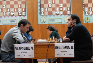Davit Petrosian against Artashes Minasian from Round 1. Photo © Armenian Chess Federation