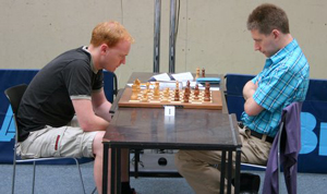 Adam Hunt deserved his GM norm by drawing with Adams in Round 9. Photo © Dave Clayton. 