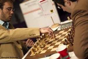 Georg Meier was defeated by Vladimir Kramnik in Round 2. Photo © Georgios Souleidis. 