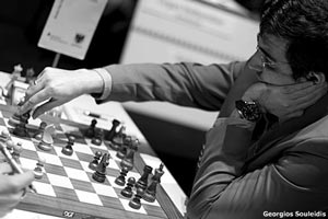 Kramnik won again in Round 4 or Dortmund against Nakamura. Photo © Georgios Souleidis. 