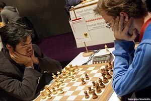 Hikaru Nakamura scored his first win of the event. Photo © Georgios Souleidis. 