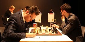 Leko missed out on a win against Caruana in one of the games of the event so far. Photo © Georgios Souleidis. 