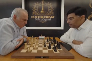 Kasparov against Anand again. Photo &copy; 