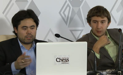 Nakamura and Karjakin at their press conference