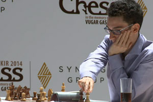 Fabiano Caruana won in round 8 against Teimour Radjabov replacing him in second place. Photo © 