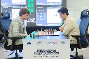 Artemiev and Abdusattorov in Round 4 of the Blitz, the game finished in a draw. 