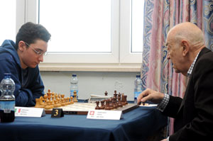 Fabiano Caruana was defeated by Viktor Korchnoi. Photo © 