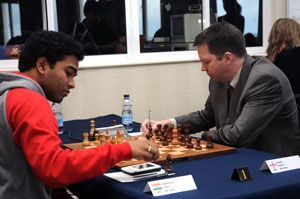 Deep Sengupta against Nigel Short. Photo © 