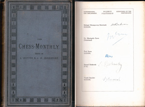 Chess Monthly 1879-1880 and Wereld Kampioenschap Schaken 1948 signed by the players. Photo © 
