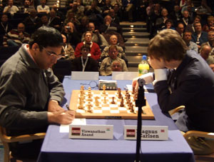 Anand at the start of his game against Carlsen. Photo © 