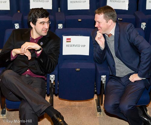 Kramnik and Short in conversation prior to their game