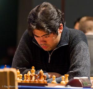 Hikaru Nakamura beat Levon Aronian to join Kramnik and Carlsen in the lead. Photo © Ray Morris-Hill. 