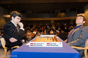 Kramnik against Aronian at the London Chess Classic. Photo © Ray Morris-Hilll. 