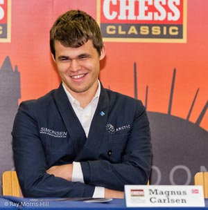 Magnus Carlsen at the opening press conference of the 4th London Chess Classic. Photo © Ray Morris-Hill.