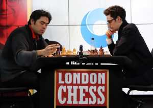 Nakamura vs Caruana at the London Chess Classic. Photo © Tao Bhokanandh