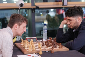 McShane - Firouzja London Chess Classic Round 2. Photo: John Saunders. 