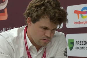 Magnus Carlsen during his game against Niemann. Photo: 