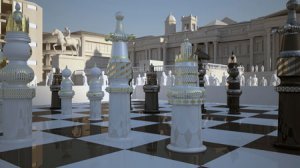 Two meter high ceramic chess pieces created by Spanish designer Jaime Hayón.