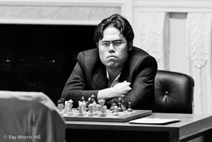 Hikaru Nakamura recovered to reach 50% with a lengthy second round win settled only in the last few minutes. Photo © Ray Morris-Hill. 