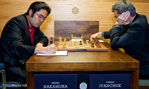 Hikaru Nakamura slipped to a third loss in a row when he was outplayed in a technical ending by Ivanchuk who is very good in these kinds of position. Photo © Ray Morris-Hill.