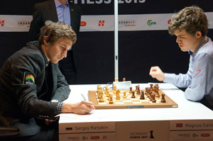 Sergey Karjakin was defeated by Magnus Carlsen in Round 5. Photo © Norway Chess. 