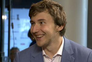 Sergey Karjakin the winner interviewed by VG Sport. Photo © 
