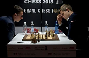 Caruana on the verge of beating Carlsen in Round 2 of the Norway Chess Tournament. Photo © 