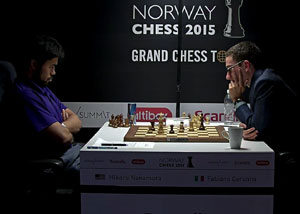 Nakamura about to win against Caruana. Photo © 