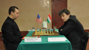 Kamsky beat Almasi in Round 9 to catch him. Photo © Janis Nisii