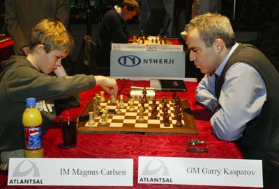 When a young Magnus Carlsen challenged Garry Kasparov 