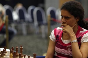 Humpy Koneru had a long day defending a rook and pawn ending a pawn down. Photo © Anastasiya Karlovich.