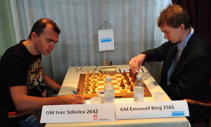 Ivan Sokolov beat Emanuel Berg in Round 1. Photo © Calle Erlandsson.