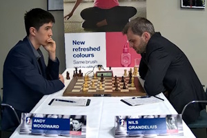 Andy Woodward against Nils Grandelius in Round 1. Photo &copy; 
