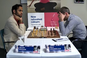 Arjun Erigaisi beat Nils Grandelius in Round 3. Photo &copy; 
