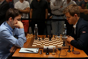 Maxime Vachier-Lagrave lost to Magnus Carlsen. Photo © 