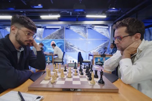 Firouzja and Aronian drew a sharp French but it was mostly preparation for both of them. Photo &copy; 