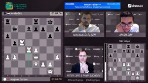 Carlsen and Giri drew their game on day 2 of the Skilling Open 2020. Photo © 