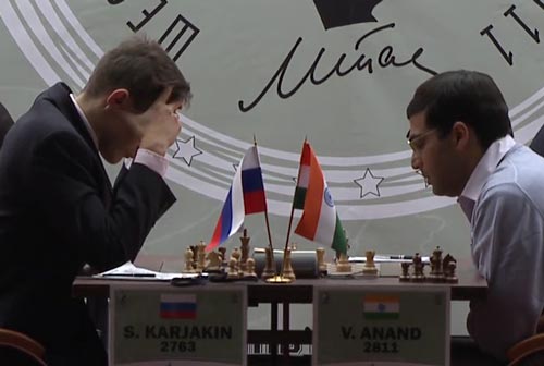 Sergey Karjakin against Viswanathan Anand
