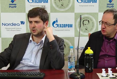 Svidler and Gelfand at the press conference.